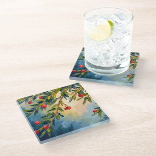 Dessous-de-verre En Verre Baies & Verdure   Joyeux Noël
