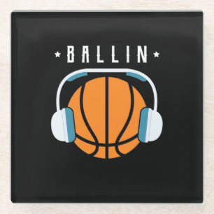 Dessous-de-verre En Verre Ballon Basket-ball Art