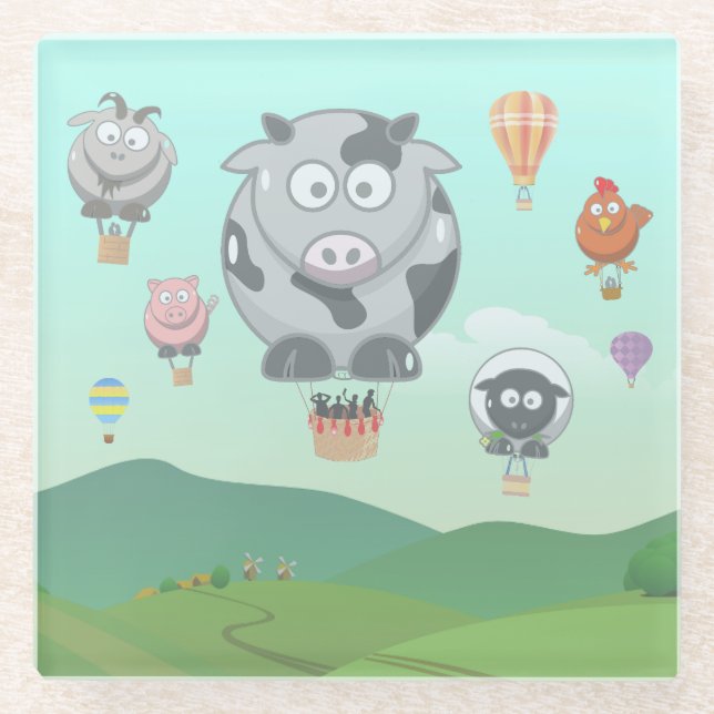 Dessous-de-verre En Verre Balloon Animaux (Devant)