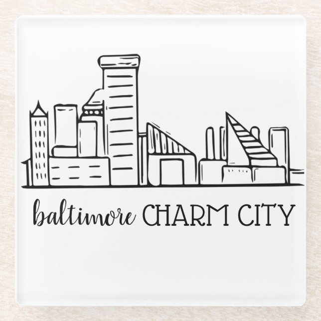 Dessous-de-verre En Verre Baltimore Skyline (Devant)