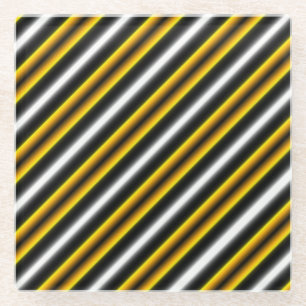 Dessous-de-verre En Verre Bandes arc-en-ciel blanc jaune