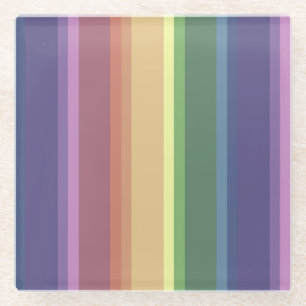 Dessous-de-verre En Verre Bandes arc-en-ciel coupées