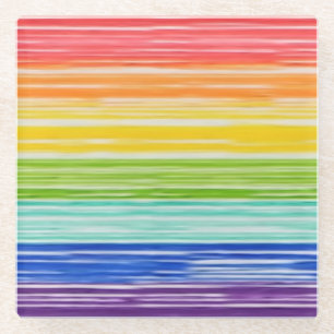 Dessous-de-verre En Verre Bandes arc-en-ciel inondées