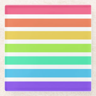 Dessous-de-verre En Verre Bandes arc-en-ciel lumineuses