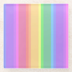 Dessous-de-verre En Verre Bandes arc-en-ciel pastel