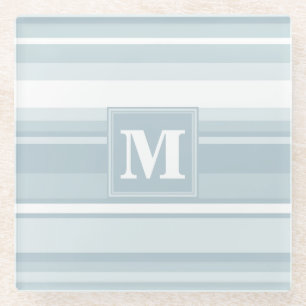 Dessous-de-verre En Verre Bandes bleu glace monogramme