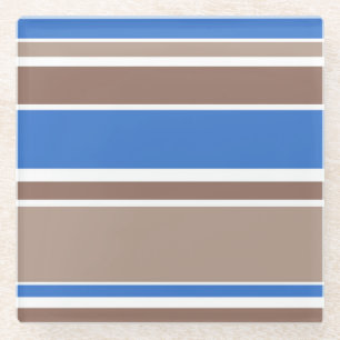 Dessous-de-verre En Verre Bandes Brown et bleues
