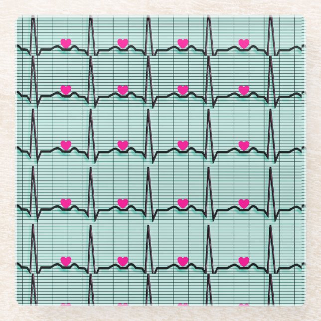Dessous-de-verre En Verre Bandes Cardiac EKG   (Devant)