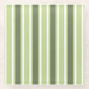 Dessous-de-verre En Verre Bandes de bonbons d'olive et blanc