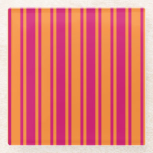 Dessous-de-verre En Verre Bandes de bonbons rose et orange