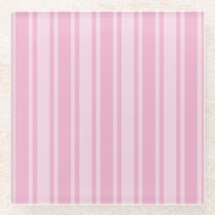 Dessous-de-verre En Verre Bandes de bonbons rose pâle