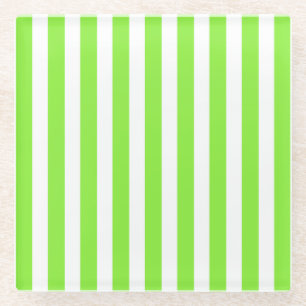 Dessous-de-verre En Verre Bandes de bonbons vert et blanc de chaux