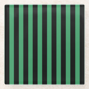 Dessous-de-verre En Verre Bandes de bonbons vert et noir