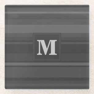Dessous-de-verre En Verre Bandes de charbon de monogramme