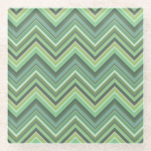 Dessous-de-verre En Verre Bandes de zigzag vert olive