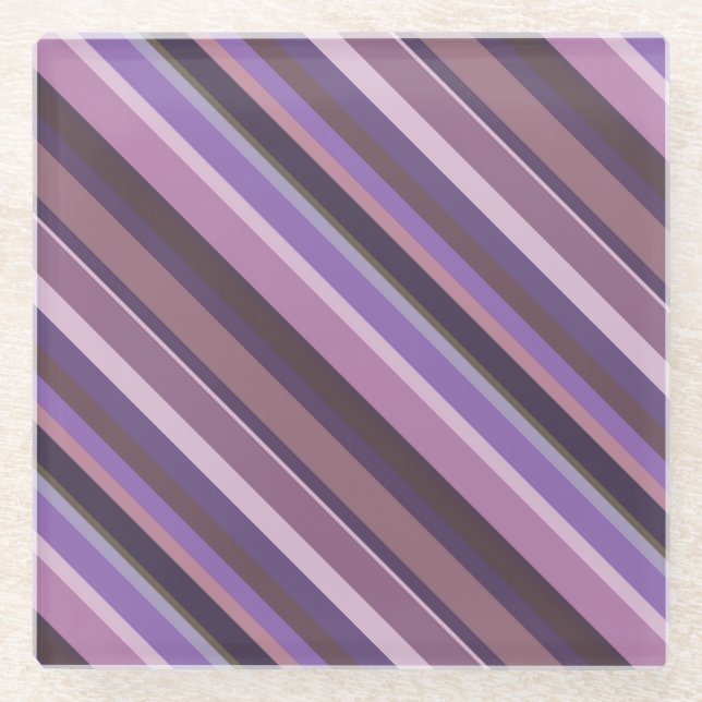 Dessous-de-verre En Verre Bandes diagonales mauves (Devant)