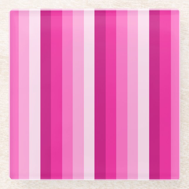 Dessous-de-verre En Verre Bandes d'ombre rose chaud (Devant)