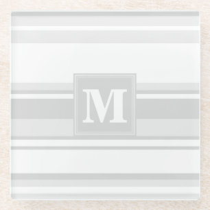 Dessous-de-verre En Verre Bandes gris clair monogrammes