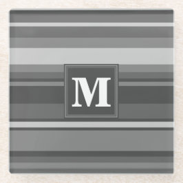 Dessous-de-verre En Verre Bandes gris monogramme