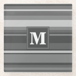 Dessous-de-verre En Verre Bandes gris monogramme