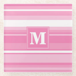 Dessous-de-verre En Verre Bandes rose monogramme