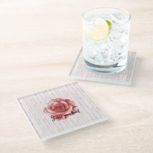 Dessous-de-verre En Verre Bandes roses rouges