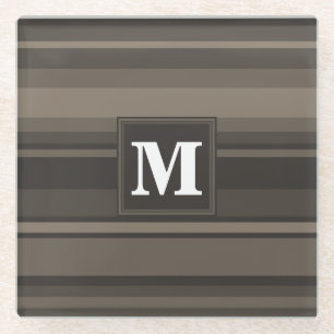 Dessous-de-verre En Verre Bandes taupe monogramme