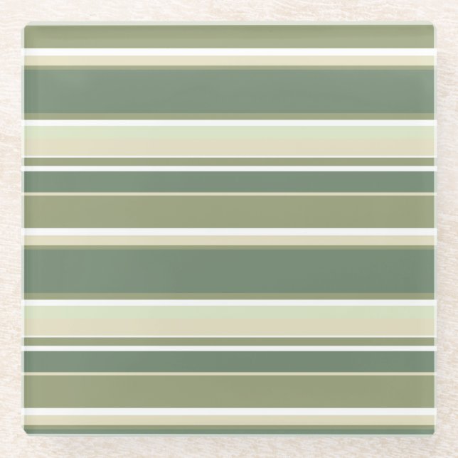 Dessous-de-verre En Verre Bandes vert olive (Devant)