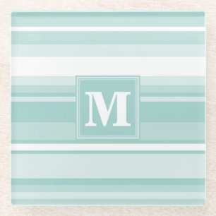 Dessous-de-verre En Verre Bandes vertes de menthe monogramme