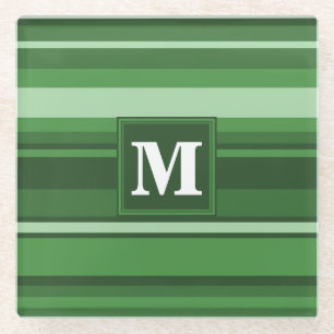 Dessous-de-verre En Verre Bandes vertes monogrammes