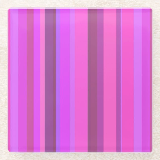 Dessous-de-verre En Verre Bandes verticales roses (Devant)