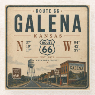 Dessous-de-verre En Verre Barware Retro Galena Route 66
