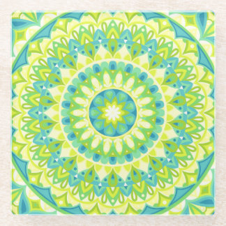 Dessous-de-verre En Verre Base verte Mandala