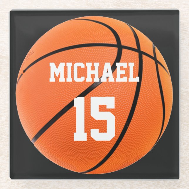 Dessous-de-verre En Verre Basket-ball Votre nom (Devant)