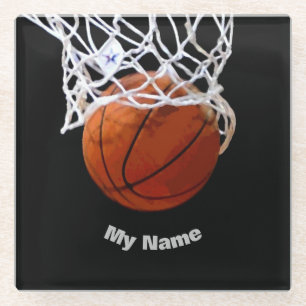 Dessous-de-verre En Verre Basket-ball Votre nom
