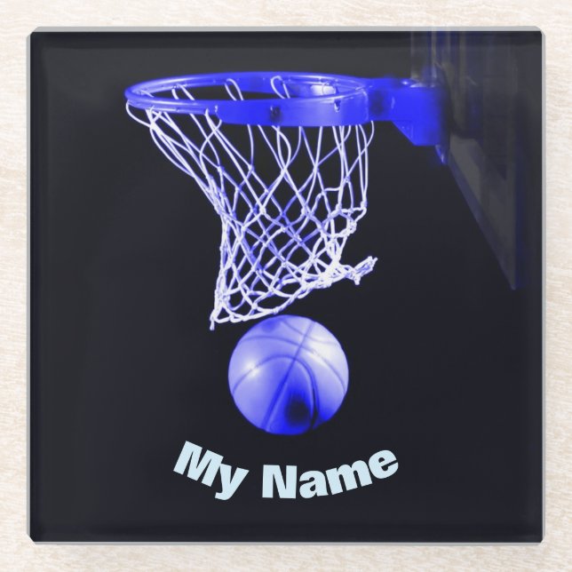 Dessous-de-verre En Verre Basket-ball Votre nom (Devant)