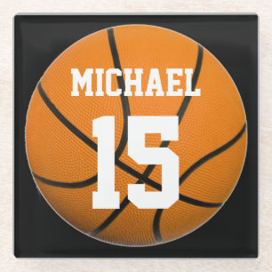 Dessous-de-verre En Verre Basket-ball Votre nom