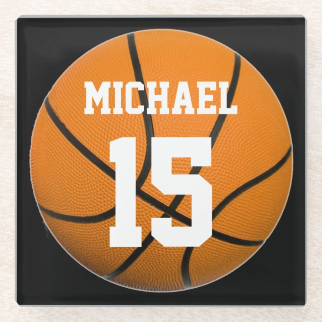 Dessous-de-verre En Verre Basket-ball Votre nom (Devant)