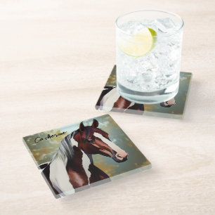 Dessous-de-verre En Verre Beau Cheval de Peinture