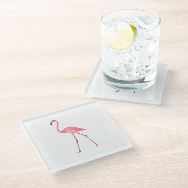 Dessous-de-verre En Verre Beau Flamant rose rose (Incliné)