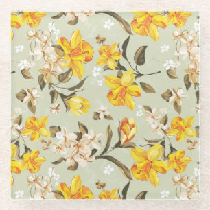Dessous-de-verre En Verre Beau motif floral lumineux élégant
