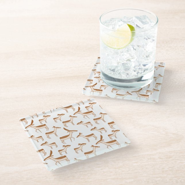 Dessous-de-verre En Verre Bébé mignon cerf et famille (Incliné)