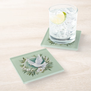 Dessous-de-verre En Verre Belle colombe blanche
