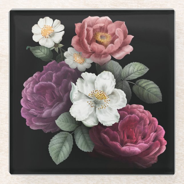 Dessous-de-verre En Verre Belle florale (Devant)