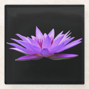 Dessous-de-verre En Verre Belle Lys d'eau flottante violet