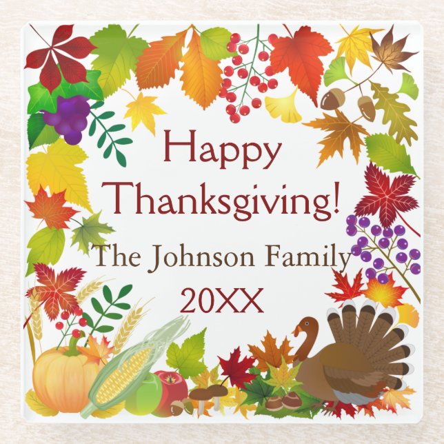 Dessous-de-verre En Verre Belle récolte de Thanksgiving (Devant)