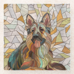 Dessous-de-verre En Verre berger allemand - Art mosaïque