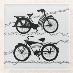 Dessous-de-verre En Verre Bicyclette Noir 1
