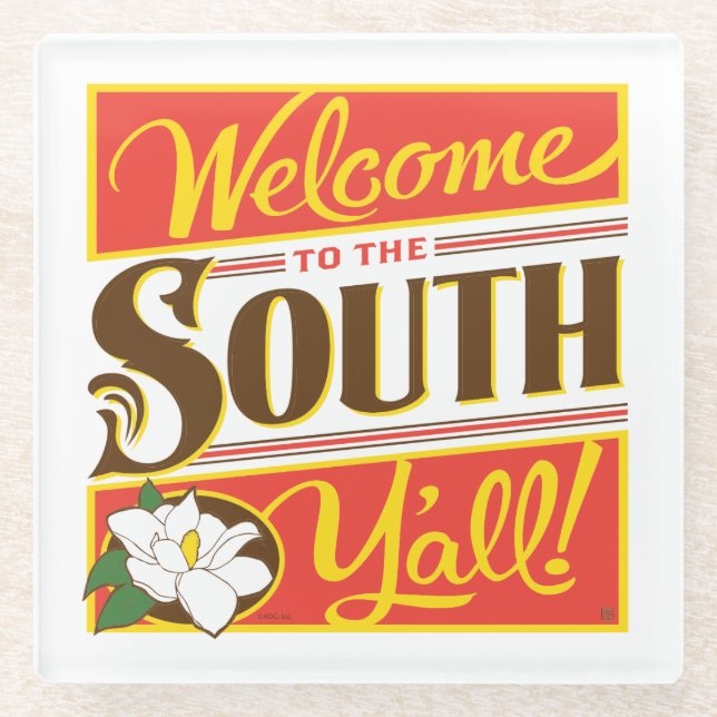 Dessous-de-verre En Verre Bienvenue Au South Y'all (Devant)