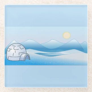 Dessous-de-verre En Verre Bleu de l'Igloo arctique
